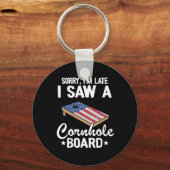 ごめん遅いコーンホールボードの米国国旗のトウモロコシを見た キーホルダー (正面)