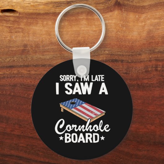 ごめん遅いコーンホールボードの米国国旗のトウモロコシを見た キーホルダー (正面)