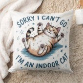 "ごめん、行けない。インドア派の猫です" 笑えるデザイン クッション (ブランケット)
