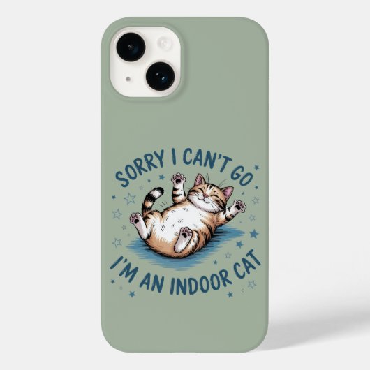 "ごめん、行けない。家猫なんだ" ねこ ネタ スマホケース Case-Mate iPhoneケース (裏面)