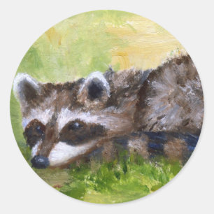 ごろつきのaceoのアライグマのステッカー ラウンドシール