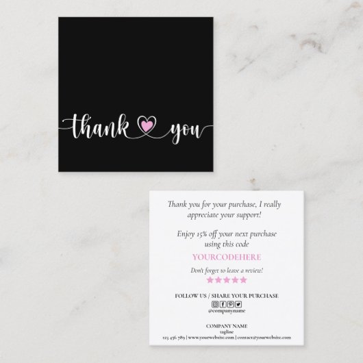 ごシンプルモダン感謝していの注文に対してスクリプトを実行する スクエア名刺 (正面/裏面)