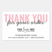 ごシンプル注文いただきありがとうございますピンクのカスタムロゴ 長方形シール (正面)