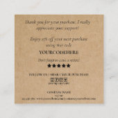 ごシンプル注文に感謝してい対するクラフトスクリプト スクエア名刺 (裏面)