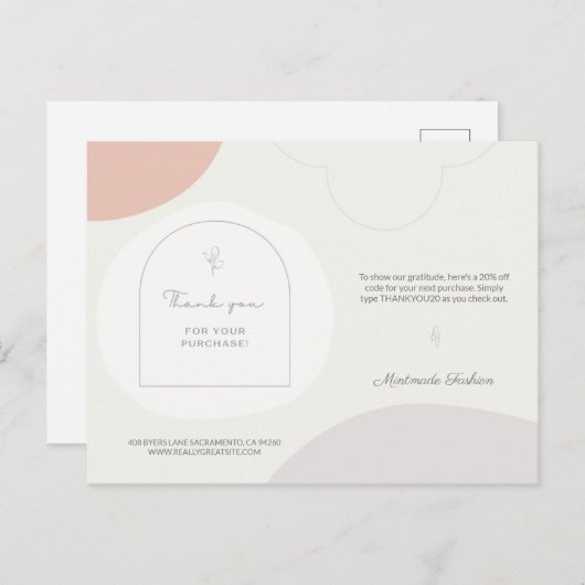 ごパーソナライズされたフェミニン用ありがとう ポストカード (正面/裏面)