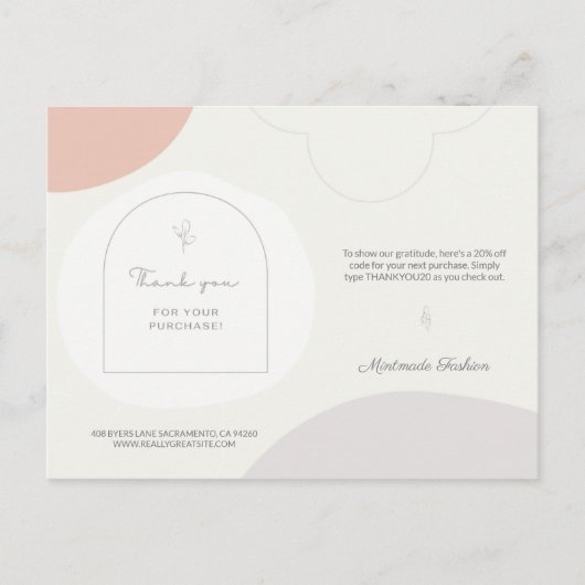 ごパーソナライズされたフェミニン用ありがとう ポストカード (正面)