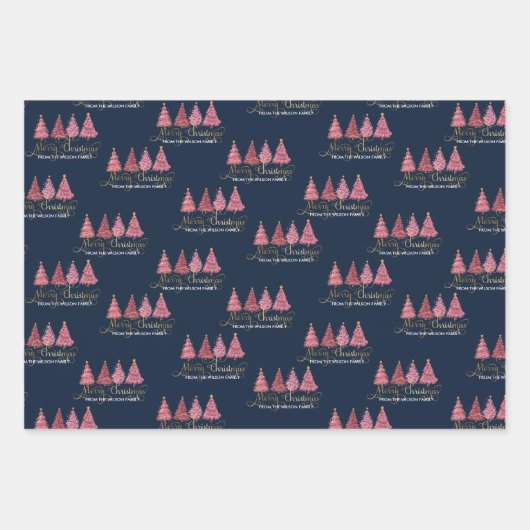 ごモダン家族からピンク色の「メリークリスマス」 ラッピングペーパーシート (正面2)