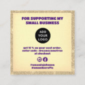 ごモダン感謝していご注文の金ゴールドグリッター紫 スクエア名刺 (裏面)