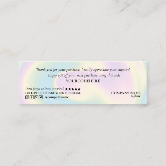 ごモダン注文に対し感謝していてホログラフィのスクリプトを作成 スキニー名刺 (裏面)