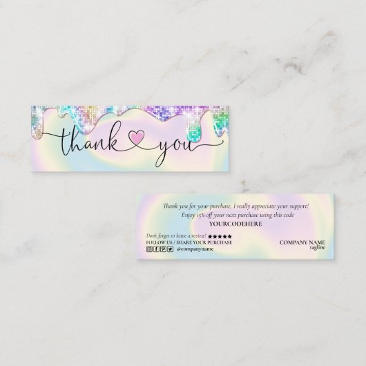 ごモダン注文に対し感謝していてホログラフィのスクリプトを作成 スキニー名刺 (正面/裏面)