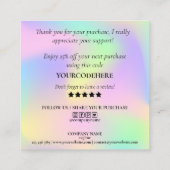 ごモダン注文に対し感謝していてホログラフィのスクリプトを作成 スクエア名刺 (裏面)