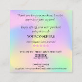 ごモダン注文に対し感謝していてホログラフィのスクリプトを作成 スクエア名刺 (裏面)