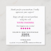 ごモダン注文に感謝していはピンクアートブラシ スクエア名刺 (裏面)