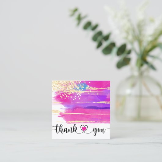 ごモダン注文に感謝していはピンクアートブラシ スクエア名刺 (スタンド正面)