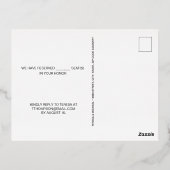 ご予約席 特別な席 簡潔で優雅なスタイル メールでの出欠連絡は受け付けません 箔招待状ポストカード (裏面)