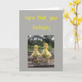 ご使用の誕生日がただの***ダッキー(アヒルちゃん)**** カード (黄色い花)