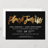 ご入会お願いブラシタイポグラフィ結婚式招待状 招待状 (正面/裏面)