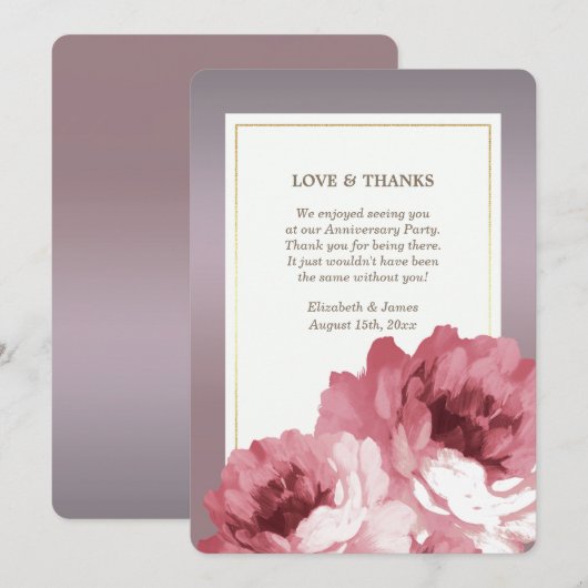 ご出席いただきありがとうございます 結婚記念日パーティーカード 招待状 (正面/裏面)