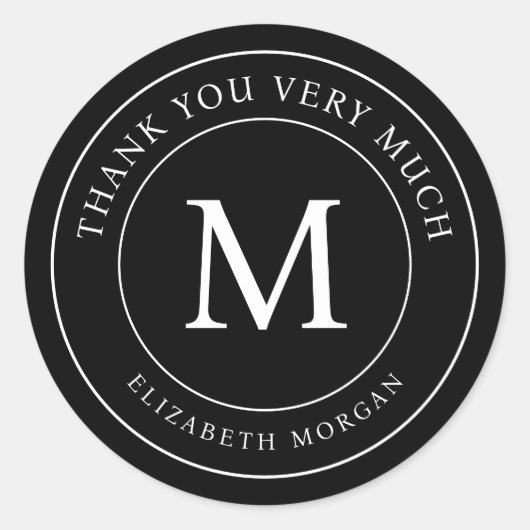 ご協力ありがとうございます モダンな単一文字デザイン ラウンドシール (正面)