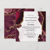 *～* ご回答サイト アゲート AR13 ゴールド マルーン 結婚式 招待状 (正面/裏面)