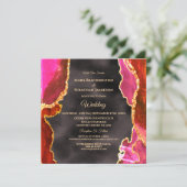 *～* ご回答受付中 ウェブサイト AGATE ピンクゴールド AR13 ウェディング 招待状 (スタンド正面)