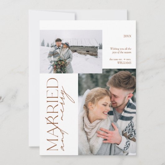 ご夫妻の写真を結婚したご覧メリー下さい シーズンカード (正面)