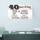 ご夫婦にぴったり 右の楽しい40周年ルビー ハート 横断幕 (トレードショー)