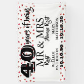 ご夫婦にぴったり 右の楽しい40周年ルビー ハート 横断幕 (縦)