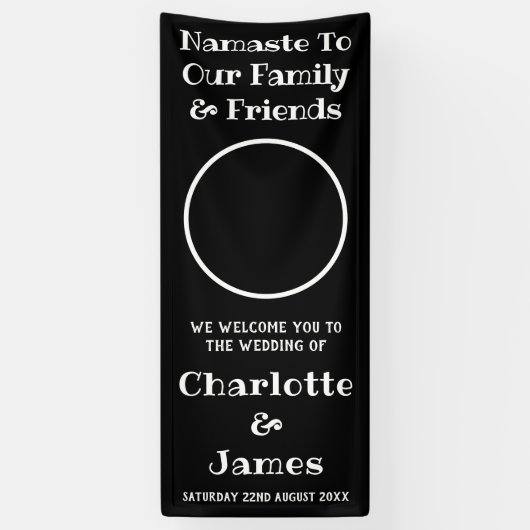 ご夫婦の写真 モノクロ ウェルカム 横断幕 (縦)