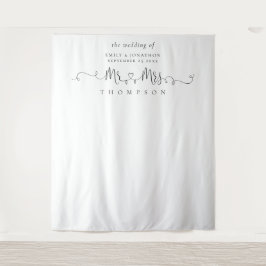 ご夫婦の名前 リング ハート スクリプト フォト 背景 タペストリー