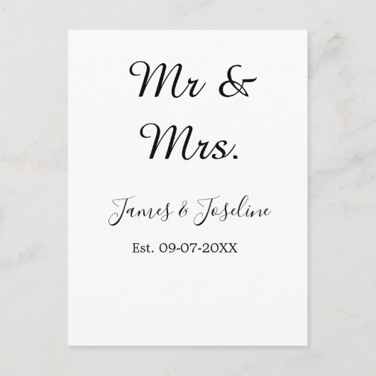 ご夫婦の名前 結婚記念日 年 ポストカード (正面)