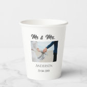 ご夫婦の姓と日付と年と結婚式のお礼 紙コップ (裏面)