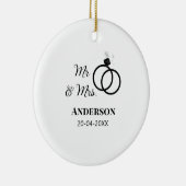 ご夫婦の姓と日付と年と結婚記念品 セラミックオーナメント (右)