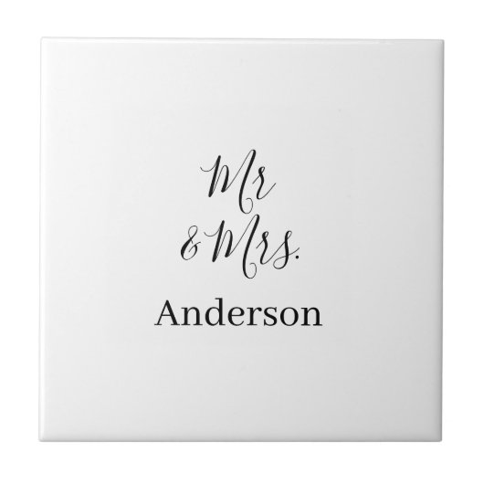 ご夫婦の姓と日付と年と結婚記念品 タイル (正面)