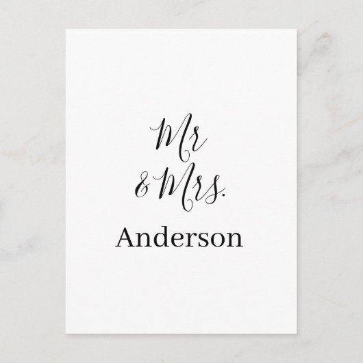 ご夫婦の姓と日付と年と結婚記念品 ポストカード (正面)