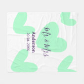 ご夫婦の姓 結婚記念日 年  結婚のお守り フリースブランケット (正面(横))