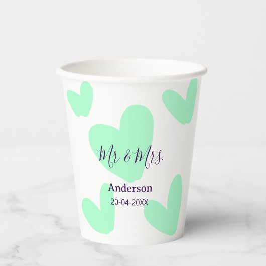 ご夫婦の姓 結婚記念日 年  結婚のお守り 紙コップ (正面)