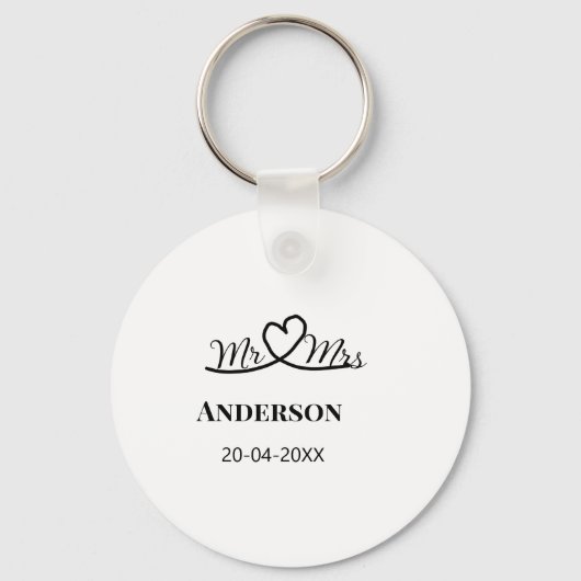 ご夫婦の姓 結婚記念日 年  結婚のお祝いギフト キーホルダー (正面)