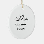 ご夫婦の姓 結婚記念日 年  結婚のお祝いギフト セラミックオーナメント (右)