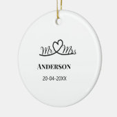 ご夫婦の姓 結婚記念日 年  結婚のお祝いギフト セラミックオーナメント (左)