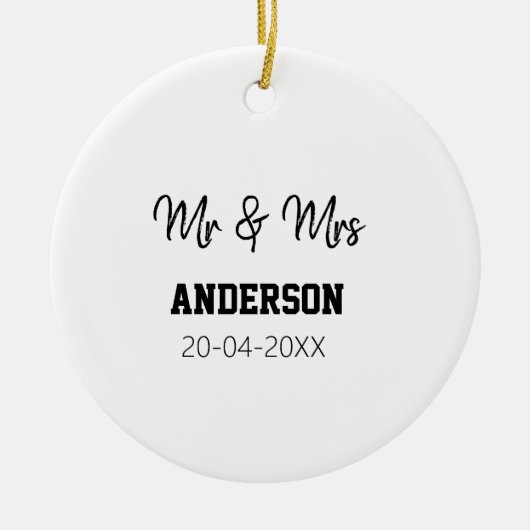 ご夫婦の姓 結婚記念日 年  結婚のお祝いギフト セラミックオーナメント (正面)