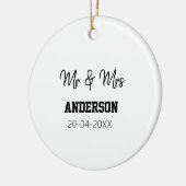 ご夫婦の姓 結婚記念日 年  結婚のお祝いギフト セラミックオーナメント (左)