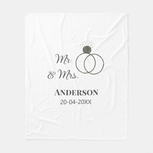 ご夫婦の姓 結婚記念日 年  結婚のお祝いギフト フリースブランケット (正面)