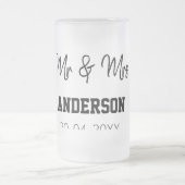 ご夫婦の姓 結婚記念日 年  結婚のお祝いギフト フロストグラスビールジョッキ (中央)