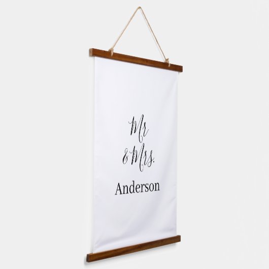 ご夫婦の姓 結婚記念日 年  結婚のお祝いギフト 吊り下げ型タペストリー (傾斜あり)