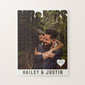 ご夫婦 フォト ブロック ハート アニバーサリー ネーム ジグソーパズル (縦)