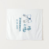 ご夫婦  名前 日付 結婚 記念品 リボン 青 緑 タペストリー (正面(横))