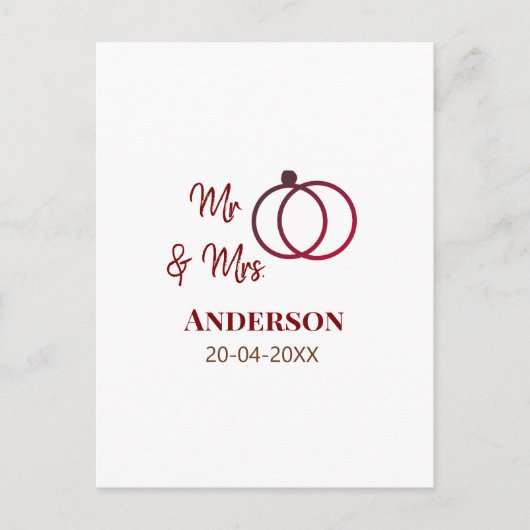 ご夫婦 姓 日付 年 結婚 ギフト ポストカード (正面)