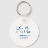 ご夫婦 追加 名前 日付 結婚 記念品 リボン 青 緑 キーホルダー (裏面)