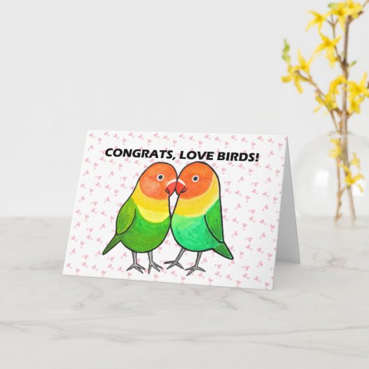 ご婚約おめでとう、愛の鳥たち カード (黄色い花)